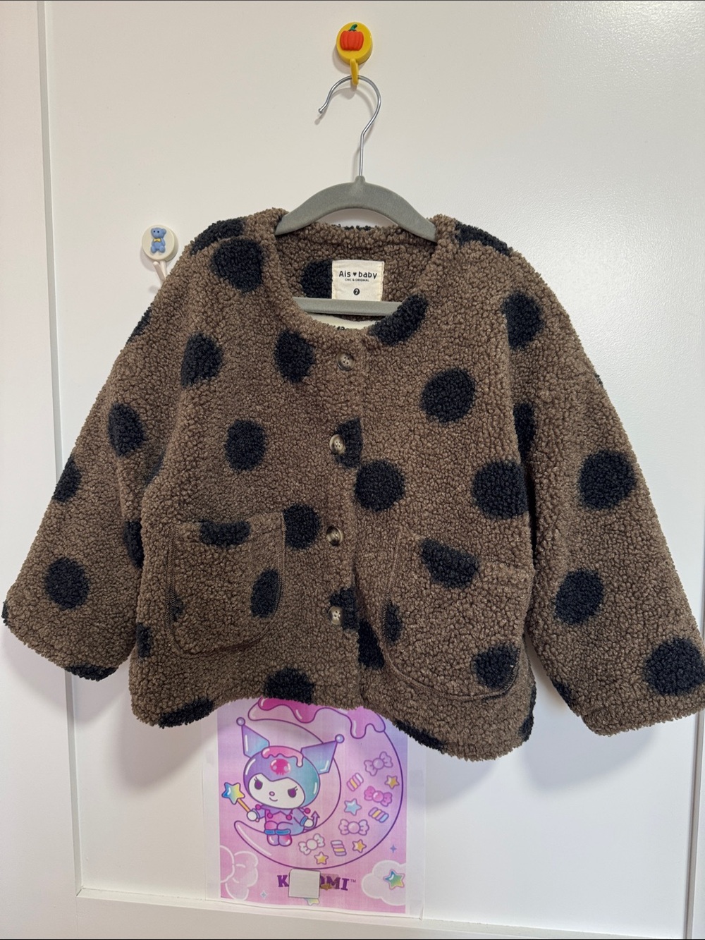 Brown Teddy Jacket with Black Polka Dots - Kids